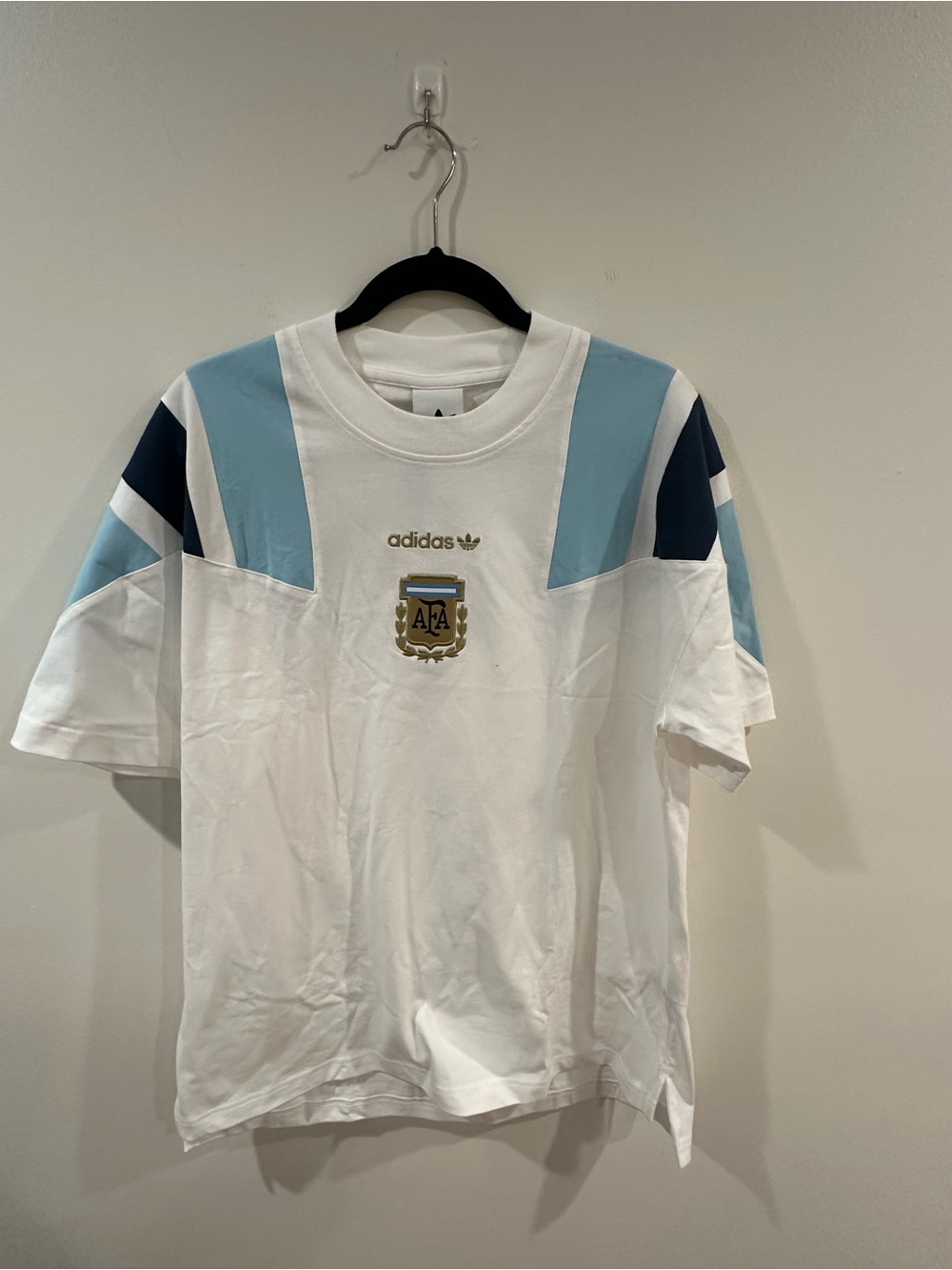 adidas-  Soccer - Argentina- White Tee  with AFA Crest